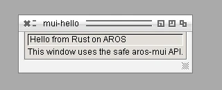 mui-hello running on AROS x86-64 ABI-v11